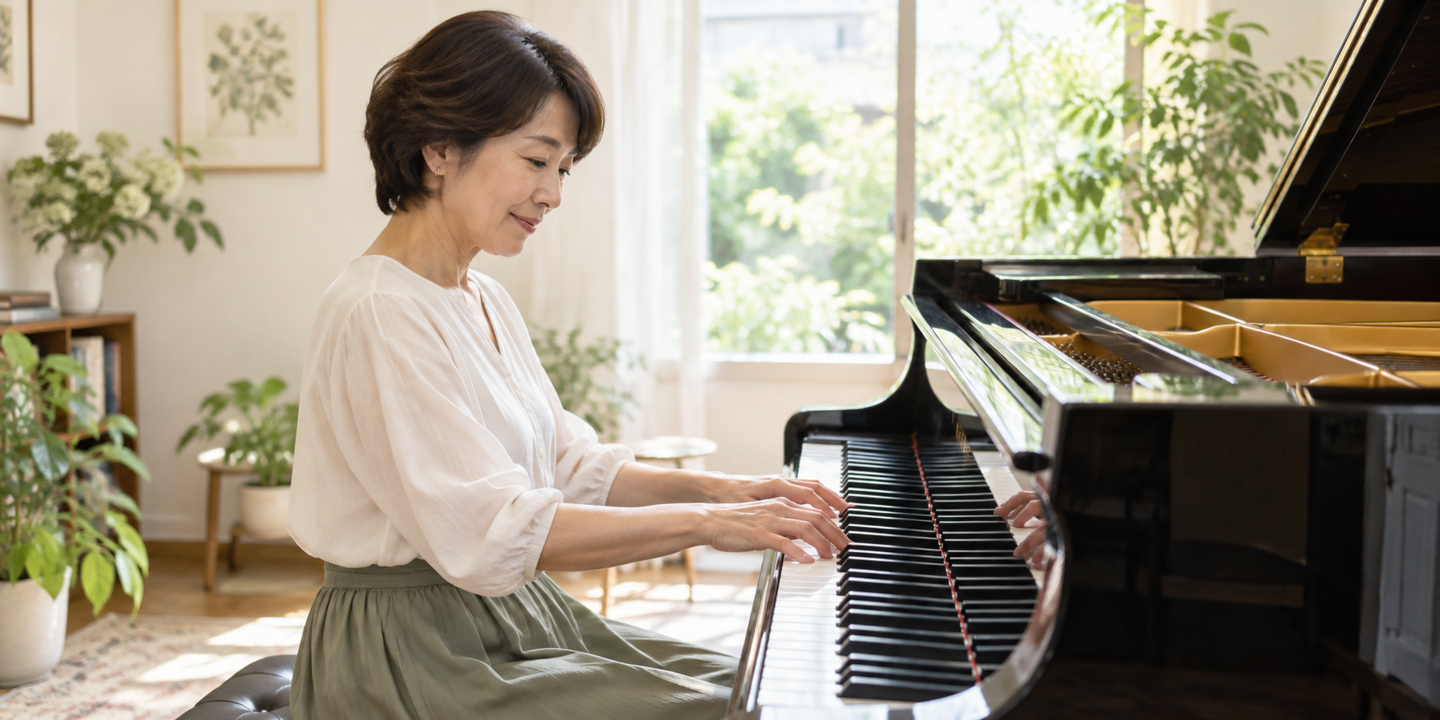 ピアノを弾く大人の女性
